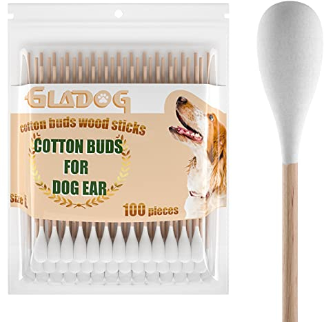 GLADOG 15,2 cm große, professionelle Wattestäbchen für Hunde, speziell entworfene Hunde-Wattestäbchen mit Holzgriff, groß bedeutet sicher