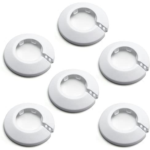 MroMax Lot de 6 cache-tuyaux en plastique PP blanc pour décoration de tuyau d'eau avec bride de 3,2 cm – 32 mm