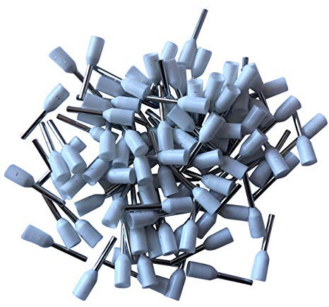 GTSE 100 pcs White Single Entry 0.5mm² Bootlace Ferrule Connector Insulated Cord Pin End Terminals