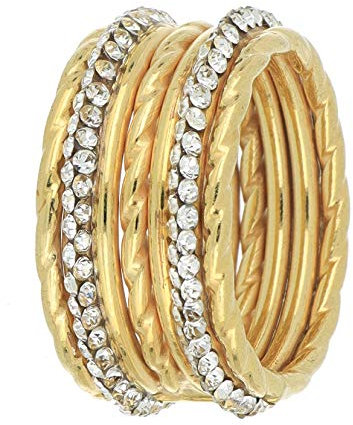 DelPia, 2begold Damenring aus Gold mit Kristallen (Gelb, 15)