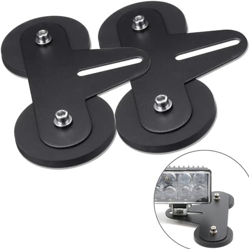 Willpower 2 pièces Support de Montage de Barre Lumineuse LED à Base magnétique, Support Ventouse Puissant, Convient pour Voiture véhicule Tout-Terrain Phare de Camion Barre Lumineuse de Toit.