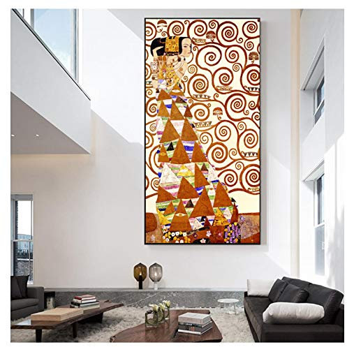 XIANGPEIFBH Toile Art Gustav Klimt Arbre de Vie Classique célèbre Peinture Reproductions Gustav Klimt Photo Murale pour Salon 60x120 cm sans Cadre