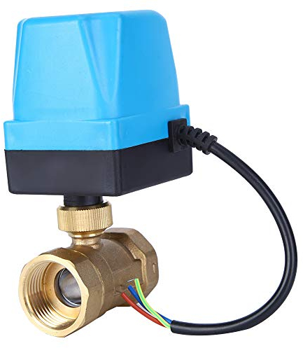 Oumefar Elektrisches Kugelhahn AC220V Messing Abnehmbares motorisiertes Ventil 3 Draht 2 Steuerung 2 Wege Durchgangsventil(G1in)