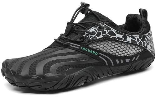 SAGUARO Barfußschuhe Barfussschuhe Kinder Outdoor Sport Barfuß Schuhe Jungen Mädchen Zehenschuhe Traillaufschuhe Fitnessschuhe rutschfest Badeschuhe Wasserschuhe Schwarz,Gr.26
