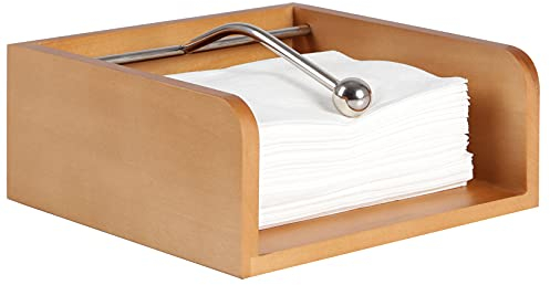 Eitida Porte-Serviette/Distributeur, Bois Massif, Poids en Acier Inoxydable, pour Cuisine, Pique-Nique, Restaurants, Café Décor Style Vintage Marron_17.7x17.7x7.7cm