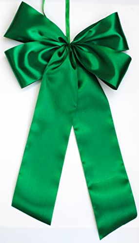 CaPiSo 30 x 50 cm Große Fertigschleife ohne Basteln Satin-Schleife Satinschleife Geburtstag Weihnachtsschleife Schulanfang Schultüte Weihnachten Hochzeit Doppelschleife (Grün)