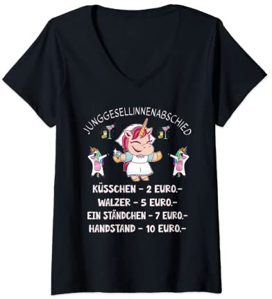 Damen JGA Bauchladen Junggesellinnenabschied Poltern Braut Frauen T-Shirt mit V-Ausschnitt