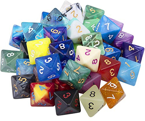 SIQUK 42 Pezzi Set di Dadi 8 Facce, Dadi Poliedrico Colorati con Borse per DND RPG MTG