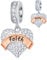 Faith Hope Love Heart Pendant Charms in 925 Sterling Silver, fits Pandora Christmas Bracelet, Sparkling CZ Keep Belive Dangle Beads, Gift for Christian/Easter Day/Cross/Birthday