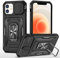 Cover Compatibile con iPhone 12/12 Pro 6.1,Protezione Fotocamera Slidable Custodia Antiurto Case Anello Supporto Silicone Custodie,Nero