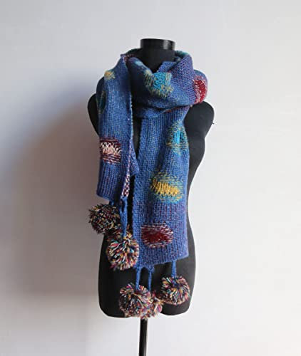 LUMoony Damen Herren Schal Warmer Strickschal Winterschal Bunten Punkt Polka Dot Gestrickt Bohemia Weicher Länger Schals Herbst Winter Strickschal 200 * 37cm für Wintermantel Kleid Scarf Headwear