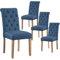 Yaheetech Lot de 4 chaises de Salle à Manger avec Dossier Haut Pieds en Bois Massif Assise rembourrée pour Maison Bureau Cuisine Bar Réunion Hôtel Bleu