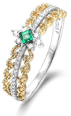 Epinki 18 Karat Gold 750 Solitär Ring, 0.25ct Smaragd Diamantring Feder Verlobungsring Quadratschliff Hochzeitsring Echt Gold Gr.62 (19.7)
