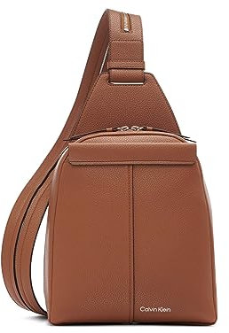 Calvin Klein Damen Veganes Leder, 2 Taschen Myra Convertible Sling Rucksack, Caramel, Einheitsgröße