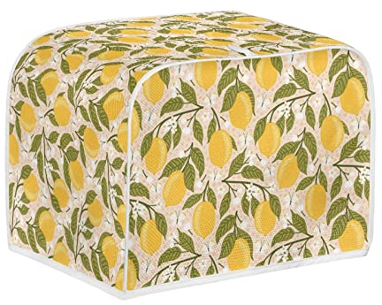 Kuiaobaty Lemons Print Toaster Cover 2 Slice Fruits Floral Bread Maker Cover, Kitchen Appliance and Dust & Fingerprint Protection