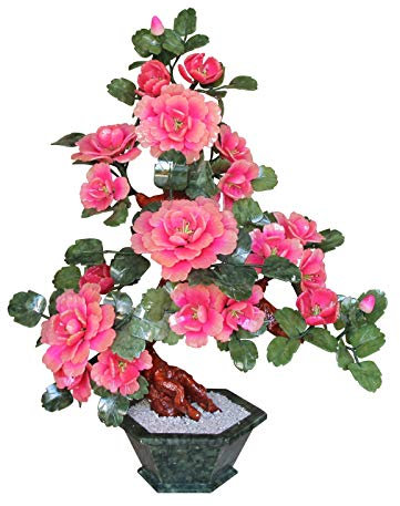 TONZN Künstliche Pflanzen, Pfingstrosen-Blumensimulation, künstliche Topfpflanzen, gefälschter Bonsai-Baum, Zimmerpflanze für Zuhause, rosa Blüte, künstlicher Bonsai-Baum, Simulationsbaum