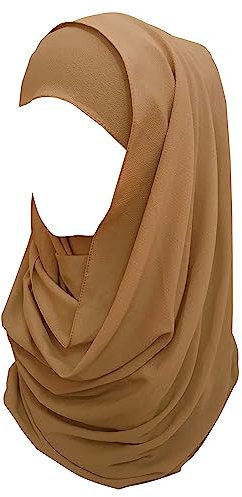 Lina & Lily Bubble Crepe Chiffon Damen Muslim Hijab Kopftuch Schal Turban, Stoff Leicht Undurchsichtig (Kamel)