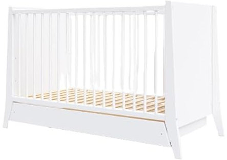 Happy Babies Bett mit Gitter, 3 Farben, ohne Matratze 10 cm, Schaumstoff, weiß, 4-teilig, 120 x 60 cm (weiß, ohne Matratze) Kinder-Bett für Mädchen & Jungen (Białe)