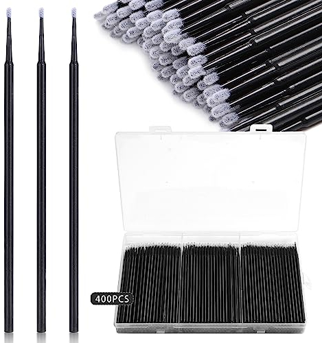 JASSINS Mikro-Applikator-Pinsel, Mikrotupfer für Wimpernverlängerungen, Einweg-Mascara-Tupfer, 2 mm, zum Reinigen und Auftragen von Make-up, Schwarz, 400 Stück