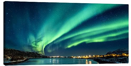 Polarlichter in Nordnorwegen Leinwandbild von Sascha Kilmer 40 x 20 cm Wandbilder Wanddeko