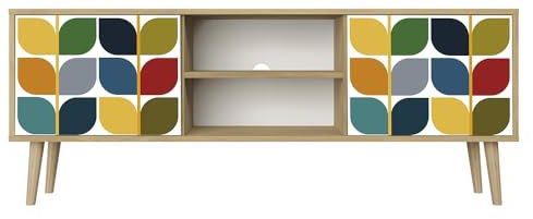 HEALANCY Mobile Porta TV Moderno – Mobile Supporto TV Basso - Credenza con Ante per Soggiorno, Design Contemporaneo, 161x42x38 cm