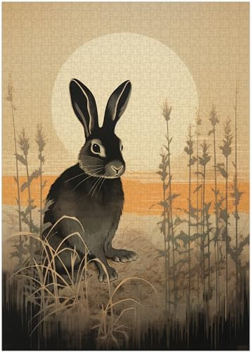 Ukiyo-e Rabbit Japanese Print Jigsaw Puzzle 300/500/1000 Piece (1000pc (50×75cm))