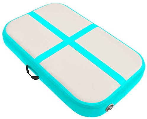 Aufblasbare Gymnastikmatte mit Pumpe, TANZEM Turnmatte, Gymnastics Mat, Tumbling Matte, Airmatte, 60x100x10 cm PVC Grün