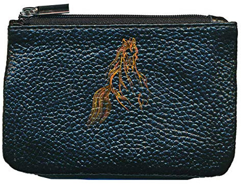 Syl'la chevl Marron Petit Porte Monnaie en Cuir Porte cles Noir pour Femme