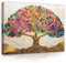 WallArena - Leinwand Bilder - Abstrakt beige bunt Baum des Lebens Bunt - 120x80 cm Leinwandbilder - Bild auf leinwand Wandbild XXL groß Wandbilder für Wohnzimmer Schlafzimmer Wohnzimmerbilder Modern