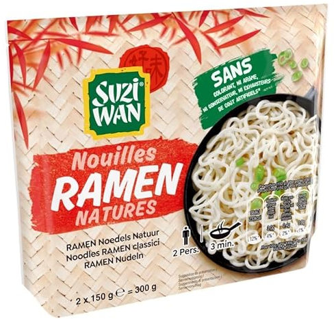 Générique Délice Asiatique: Suzi Wan Nouilles Ramen Précuites pour Wok - 2x150g - 300g Régal de Saveurs Asiatiques à Déguster Rapidement Chez Vous - Le Lot De 3