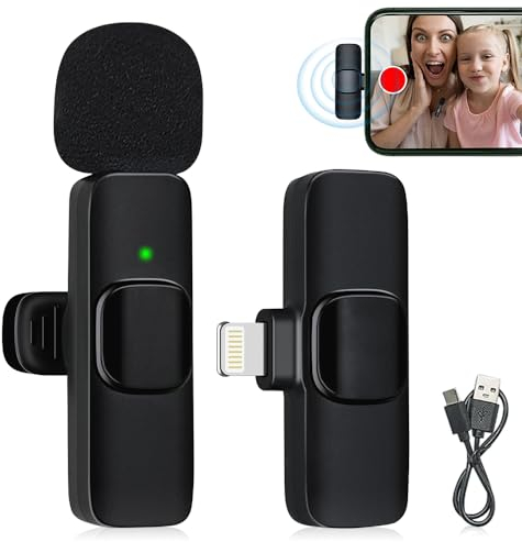 mizikuu Lavalier Mikrofon Kabellos, Wireless Microphone Bluetooth Handy Mikrofon Plug-Play Ansteckmikrofon Kabellos Aufzeichnung für Live Streaming, YouTube, TikTok, Vlog und Video