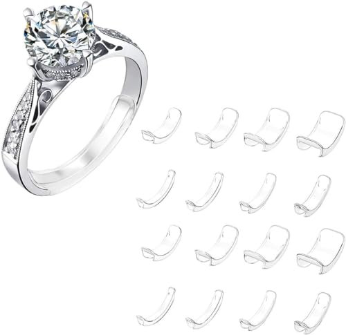 Juego de 16 piezas para ajustar el tamaño de los anillos, Ajustadores invisibles de tamaño de anillos, Ajustadores invisibles de tamaño de anillos para anillos sueltos, Ajustadores unisex (8 tamaños)