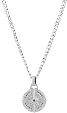 twobrothers Collana da uomo, catena maglie in acciaio inossidabile 316L 0,3 cm larghezza - ciondolo rosa dei venti, argento, 50-55-60-65-70, Acciaio inossidabile, Non Applicabile