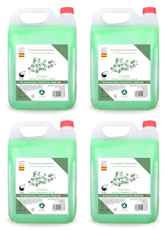 Pack 4 Bidons Shampooing Eucalyptus 5L Vitacab – Nettoyage Doux & Rafraîchissant pour Cheveux – Mousse Agréable, Rinçage Facile & Grande Capacité pour Usage Quotidien