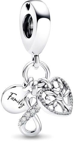 Ruaidhra Infinity Sterling Silber S925 Infinity Triple Charms & Beads für Damen,Family,Blume Glühwürmchen Moments Charm Anhänger für Armbänder,Sicherheitskette,Geschenk für Frauen Geburtstag