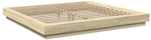 QJBSAVVA Doppelbett Schlafzimmer Komplett Lattenroste Himmelbett Gestell - Bettgestell Sonoma-Eiche 180x200 cm Holzwerkstoff für Schlafzimmer Gästezimmer Loft Außenbereich