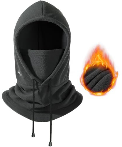OZERO Balaclava Wintersturmhaube Fahrrad Maske: Warm Gesichtsmaske Winddichte Mützenschal Herren Kälteschutz Damen Sturmmaske Motorrad Schlupfmütz Grau