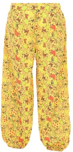 GURU SHOP Unisex Yogahose, Baumwoll Goa Hose mit Pilz Print, Wohlfühlhose - Gelb, Damen, Size:S