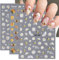 Auiremrti Lot de 3 autocollants pour ongles - Film autocollant pour ongles - Avec motifs floraux et abeilles - Pour décoration créative des ongles - Tatouages et accessoires