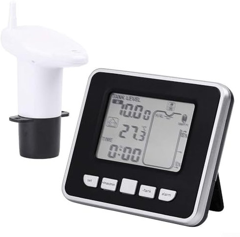 Liquid Level Meter,Oil Tank Level Monitor Water Tank Level Sensor Transmitter With LCD Temperature Display Liquid Level Gauge