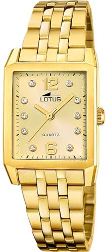 Lotus Montre pour Femme 18986/2 Square Series Boîtier en Acier Inoxydable Doré Bracelet en Acier Inoxydable Doré