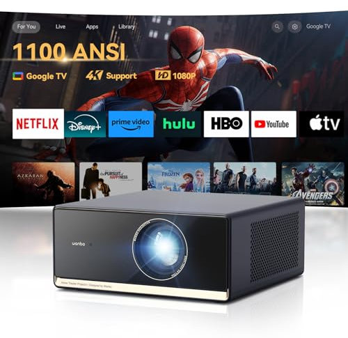 Wanbo X5 Pro Google TV Smart Projector, 1100 ANSI, Online 4K, HDR10