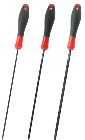 sourcing map 3 Pcs Chainsaw Chain Sharpening File, 3 Sizes Round Chain Saw Sharpener File Black Steel Chainsaw File with Plastic Handle for Chainsaw (1/8, 5/32, 7/32)