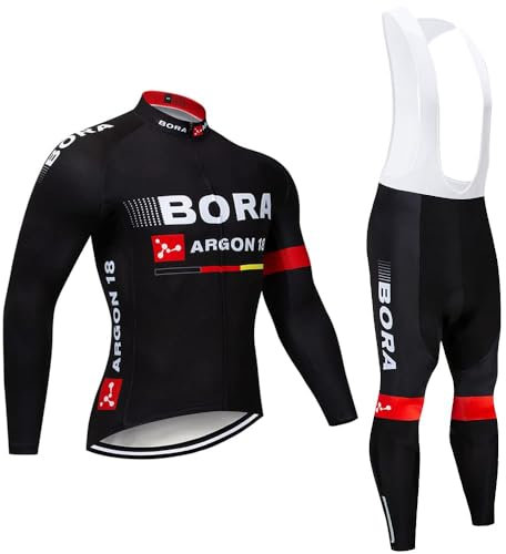 Fenovel Herren Radtrikot Langarm Jersey+19D Gepolsterte Lange Hose Fahrradbekleidung Langarm Set Mountainbike Kleidung