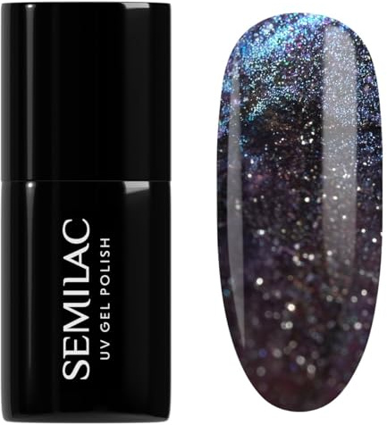 SEMILAC Gel Nail Polish 828 Grey Holo - Cat Eye Gel Polish - Soak Off Easy To Use LED/UV Nail Lamp - Long Lasting Manicure and Pedicure up to 3 weeks