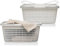 Hausfelder Wäschekorb 58x37x25cm weiß 2er Set, Wäschekörbe und Wäschewanne 35l aus Kunststoff (Weiß, 2 Körbe)