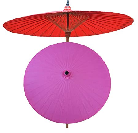 Sonnenschirm aus Bambus, rund, Vintage, handgefertigt, 2 m, Outdoor-Sonnenschirm, klassisches Wachstuch-Design, regenfester Schutz für Terrasse, Pool, tragbarer Strandschirm