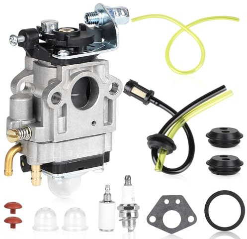 DBREAKS Vergaser Motorsense 52 cc 49 cc 43 cc, Carbu-Set mit Dichtung, Pumpe starten, Schlauch, Ventil, Zündkerze Benzinfilter, Rasenmäher Trimmer Vergaser Kit Rasenmähern, Freischneidern Kettensägen
