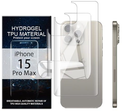 Glcrrpu Back Film for iPhone 15 Pro Max,Screen Protector Soft TPU Hydrogel Flexible Transparent Scratch Resistant,Anti-scratch,Anti-Fingerprint 2 PCS