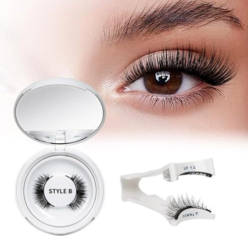 QUEWEL Magnetic-Eyelashes with Applicator, 1 Pair Reusable Magnetic Eyelashes Easy to Wear and Remove, Natural Look Eyelashes Magnetic No Glue Needed and Instructions(UK-Magnetic-kit-style B-3NEW)